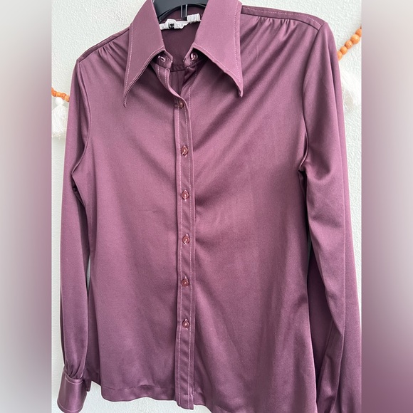 Loubella Extendables vintage 70s purple button up blouse - Picture 6 of 6